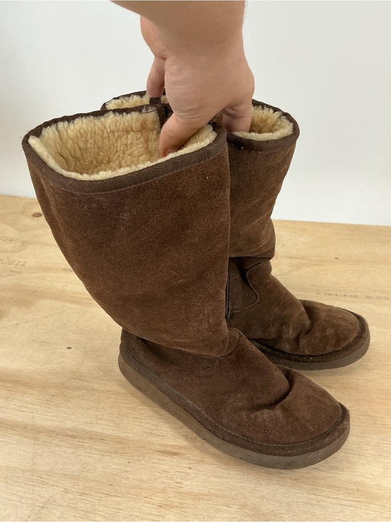 UGG Shoes - Ugg Brown Suede Shearling-Lined Boots Size 6